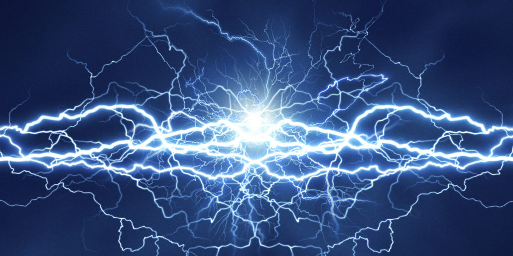 Lightning over water symbolizing structured, energized hydration